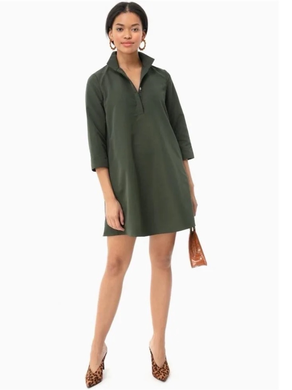 Tuckernuck Megan Taffeta Dress Olive Green | Size Small